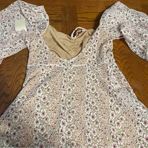 NEW Tularosa Tess Floral Embroidered Ruffle Puff Sleeve Mini Dress Sz L - Picture 13 of 16